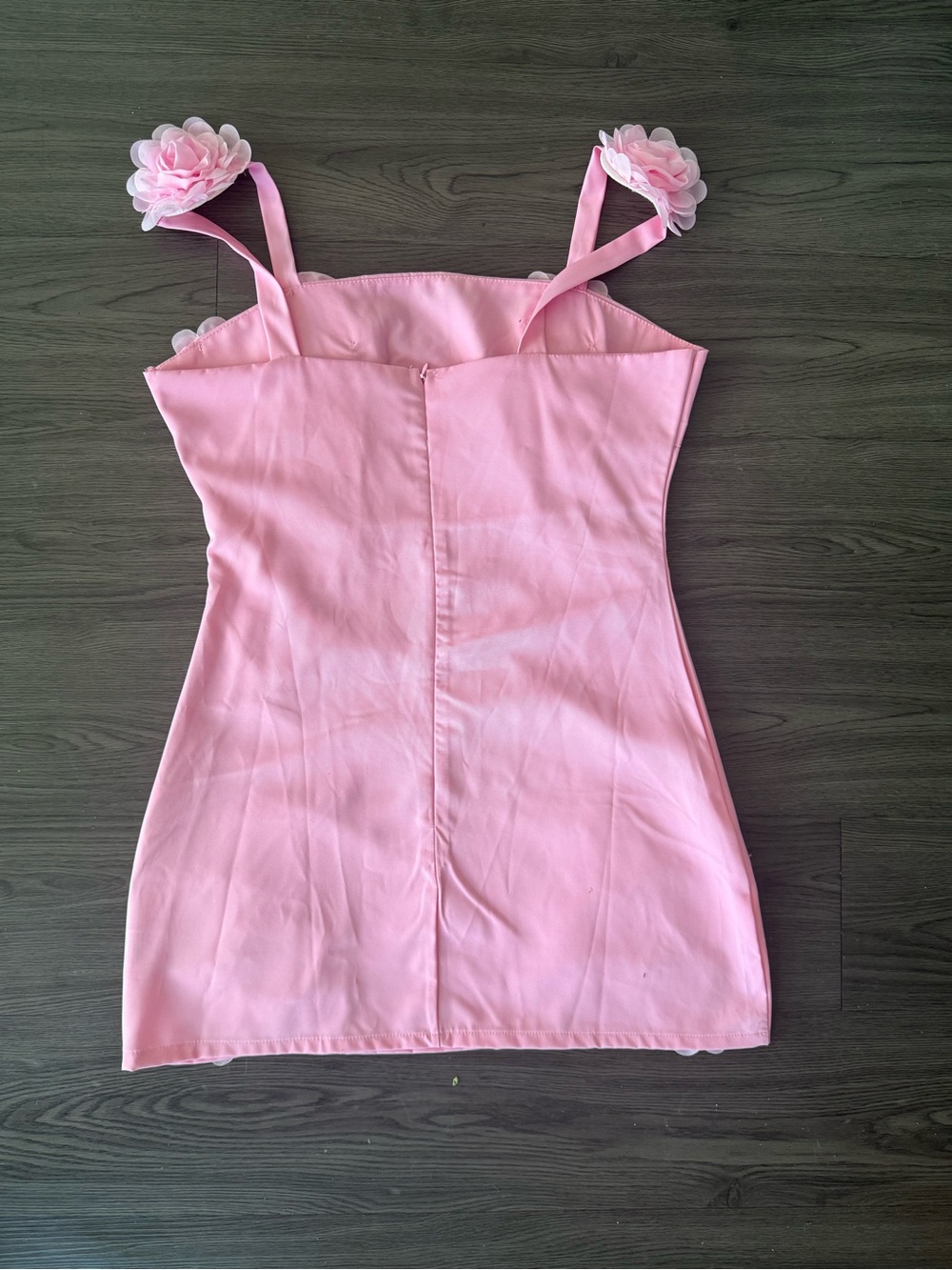 Pink Floral Appliqué Mini Dress - Picture 3 of 3